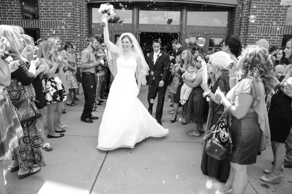 bride celebrating